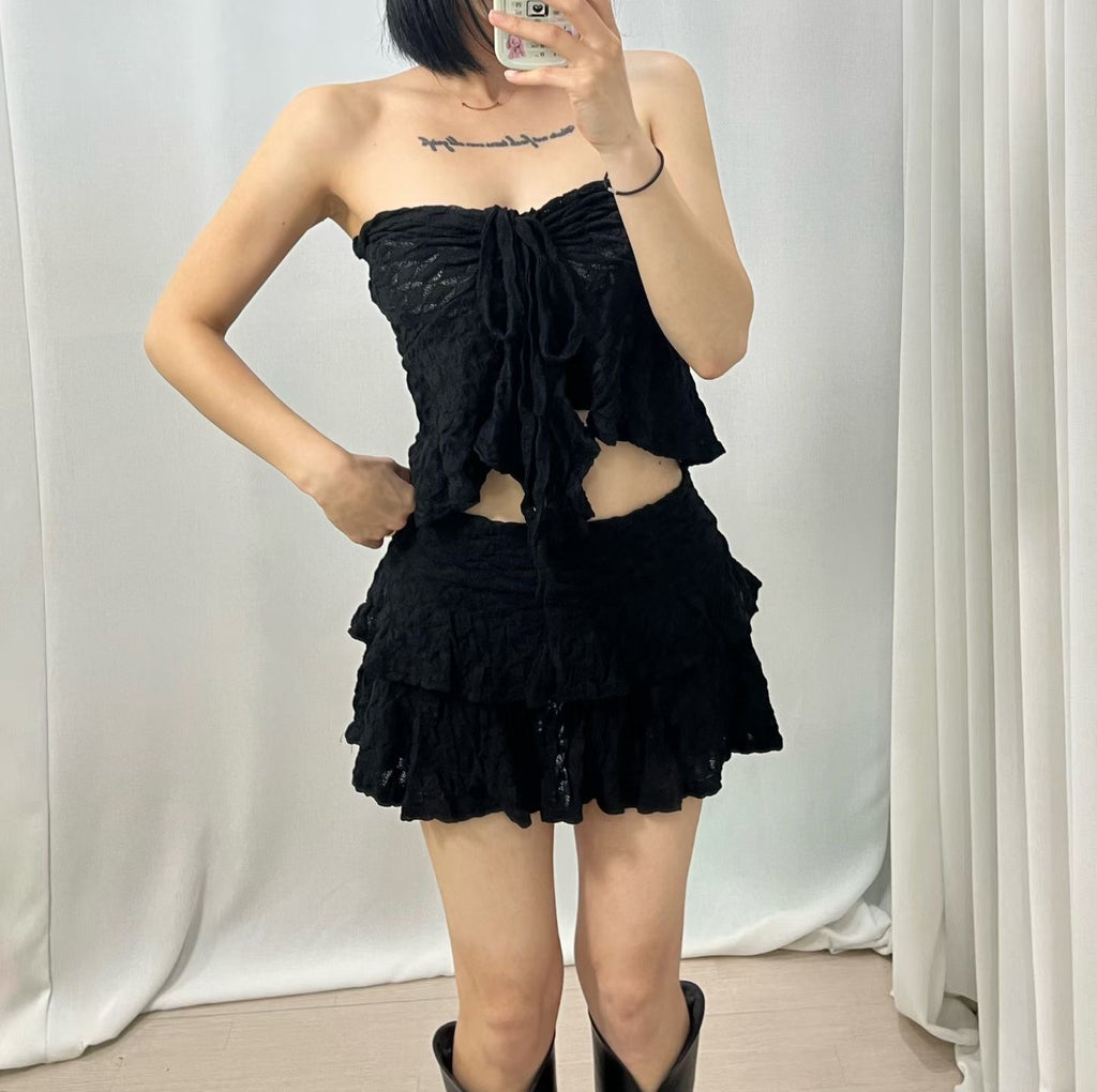 立體菱格蛋糕裙套裝