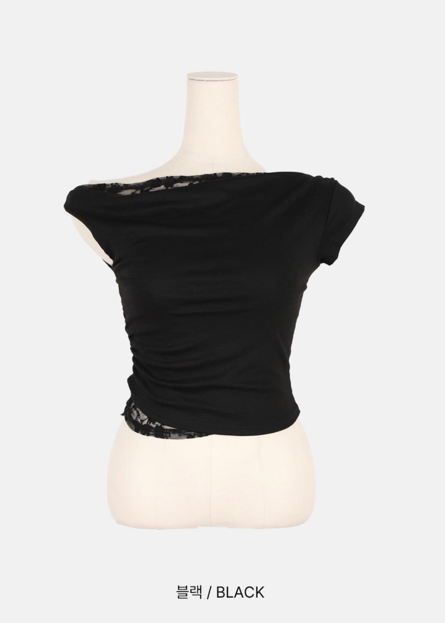 骨感領露肩Lace Top