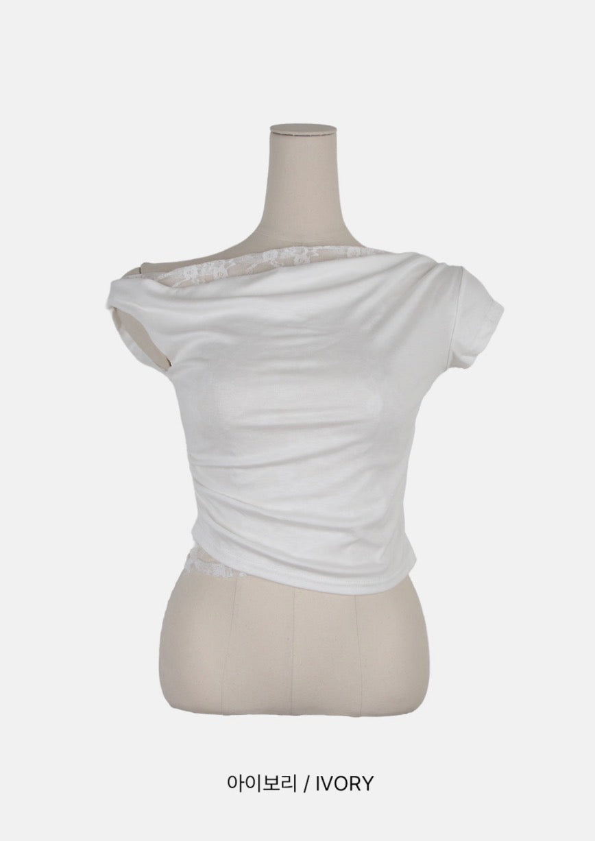 骨感領露肩Lace Top