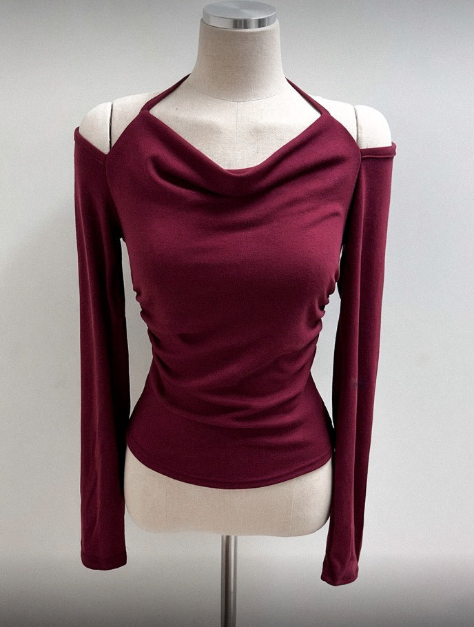 法式露肩綁帶上衣［6色入］含莫代爾舒服料！